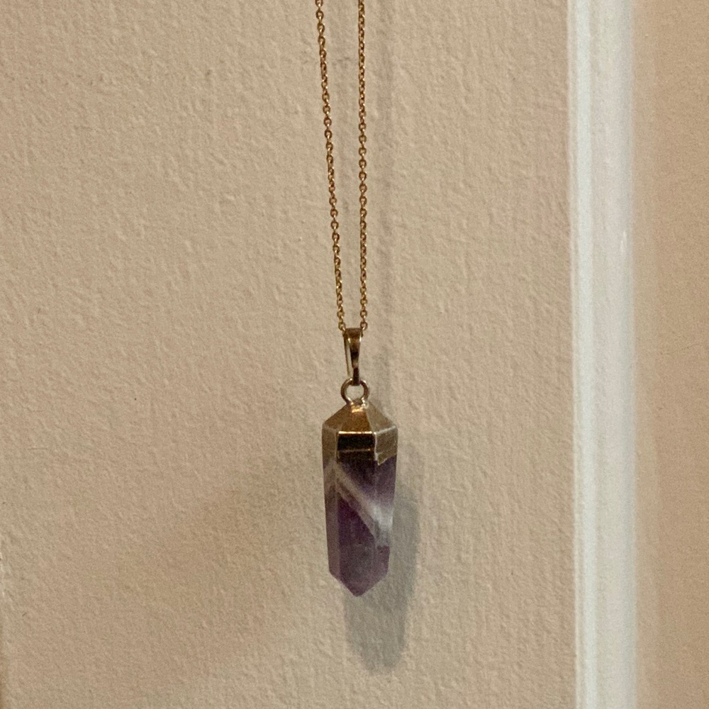 Gold plated amethyst agate necklace